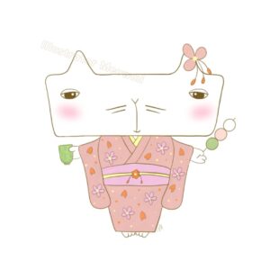 ねこイラスト着物’